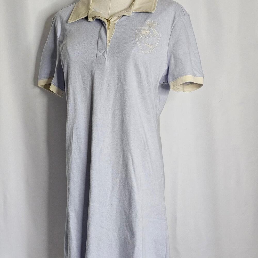 NWT VS PINK L 100% Cotton Cloud Blue/Cream Rugby Polo dress